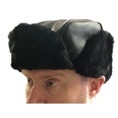 Nate's Leather Trooper Hat - Fur Lined Winter Police Cap